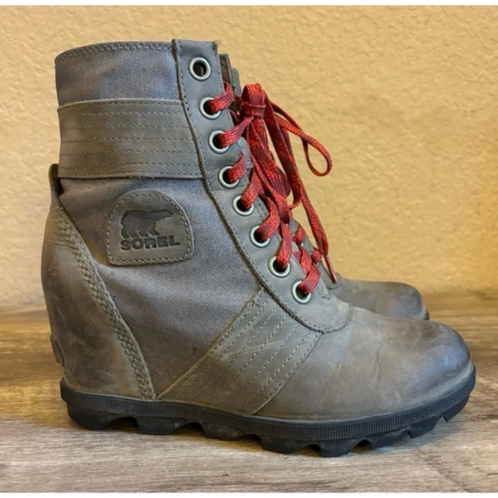 Sorel Lexie Wedge Bootie Leather and Fabric Upper Waterproof
